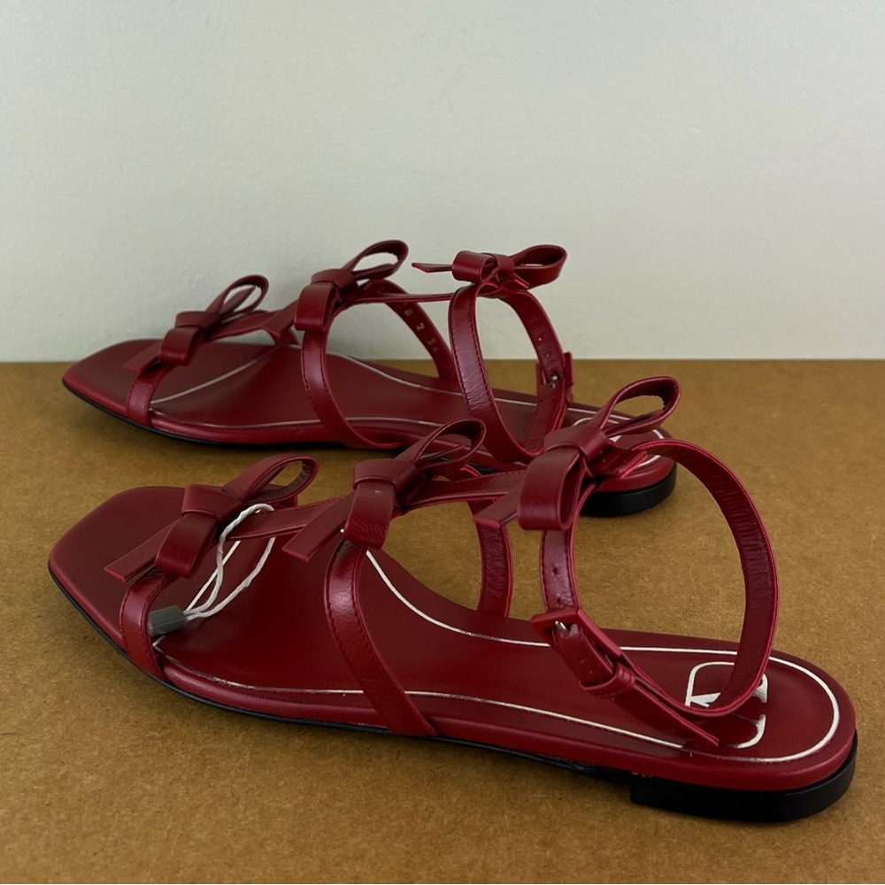 NEW VALENTINO GARAVANI RED BOW LEATHER SANDALS - Picture 7 of 14
